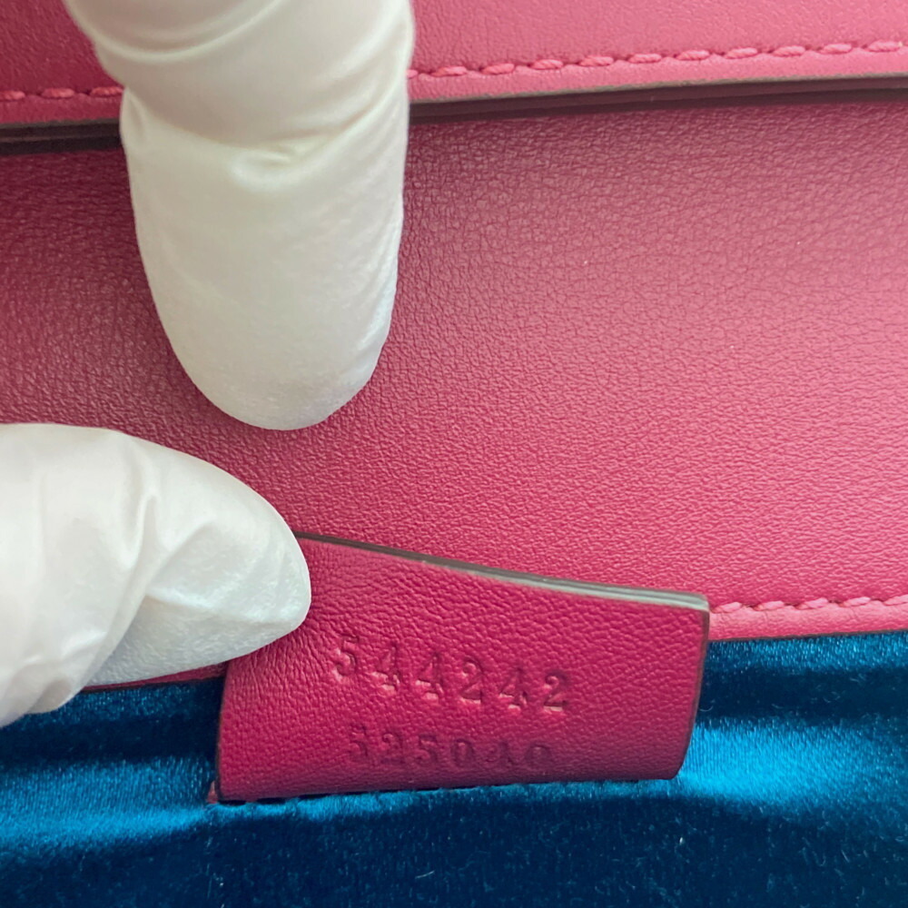 Gucci Broadway Square GG Crystal Velor Clutch Shoulder Bag Pink Black - Picture 8 of 10